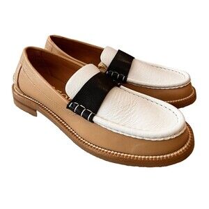 Pedro Garcia Womens Size 39.5 US 9.5 Stina Flat Loafer Brown White Black NEW